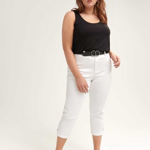 White Capri Jean with Exposed Zip - Picture 1 of 3